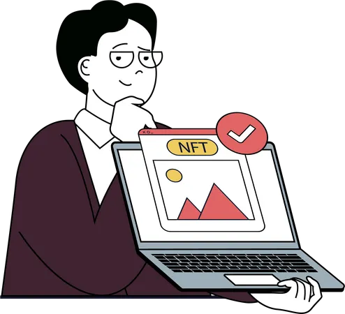 Man buying NFT Token  Illustration