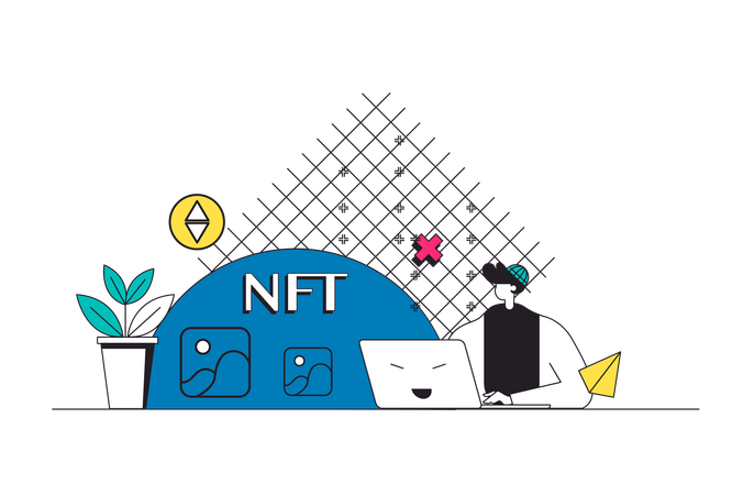 Man buying nft tokens  Illustration