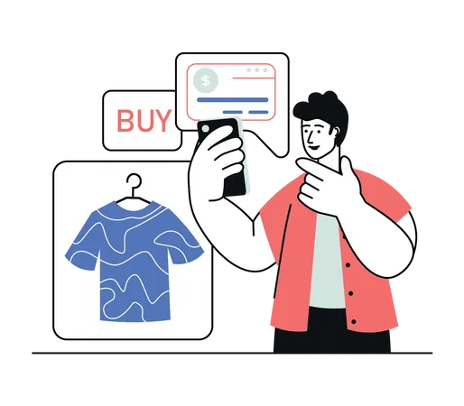 Man buying online Illustration