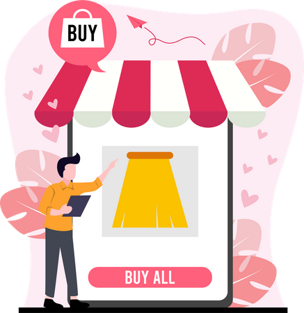 Man buying online  Illustration