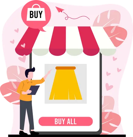 Man buying online  Illustration