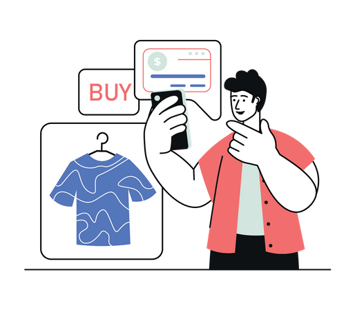 Man buying online  Illustration