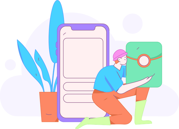 Man buying  online  Illustration