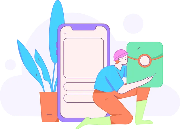 Man buying  online  Illustration