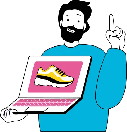 Man buying online shoes  일러스트레이션