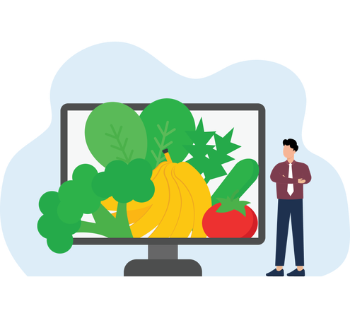 Man buying organic vegetables  Illustration