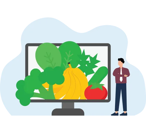 Man buying organic vegetables  Illustration