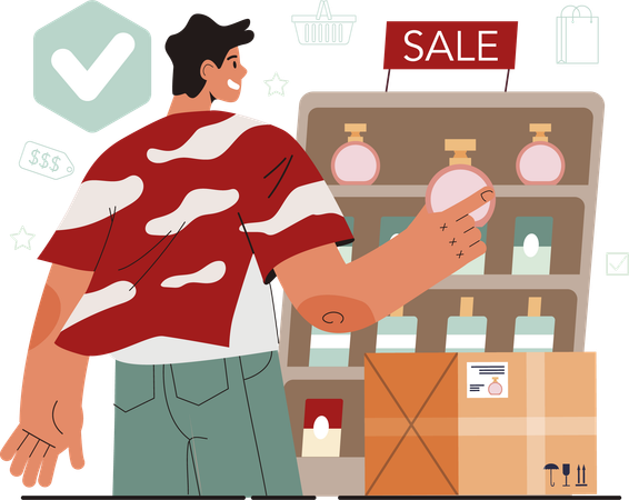 Man buying perfume  Illustration