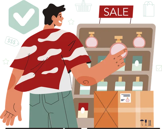 Man buying perfume  Illustration