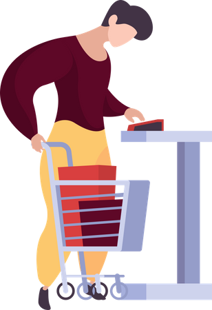 Man Buying product at Self Checkout  Illustration