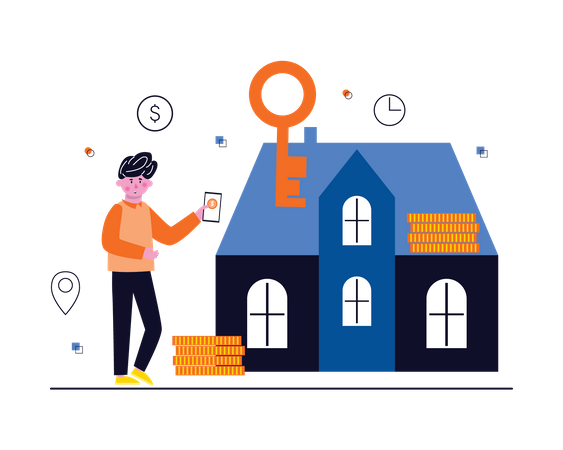 Man buying property  Illustration