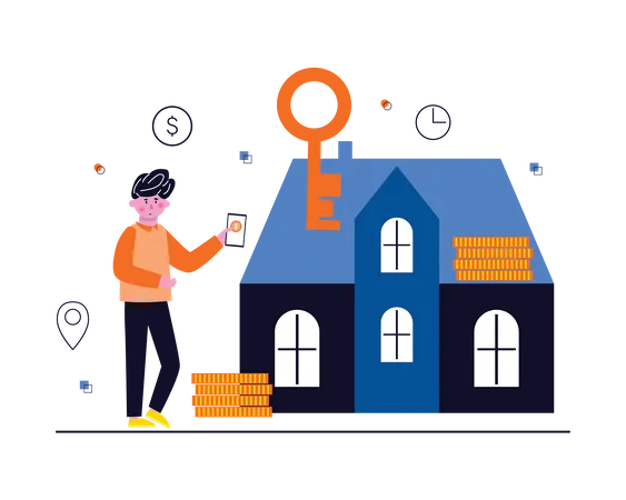 Man buying property  Illustration