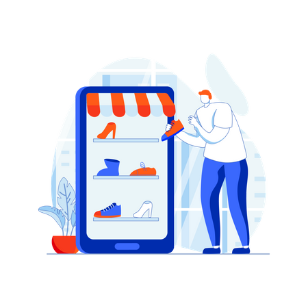 Man buying shoes  Illustration