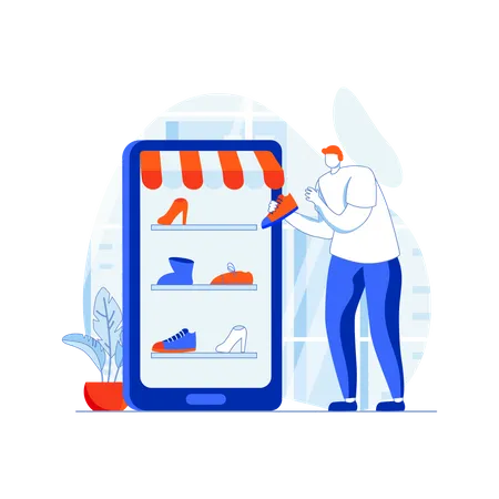 Man buying shoes  Illustration