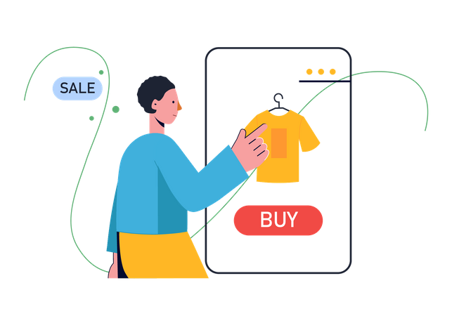 Man Buying t-shirt online  Illustration