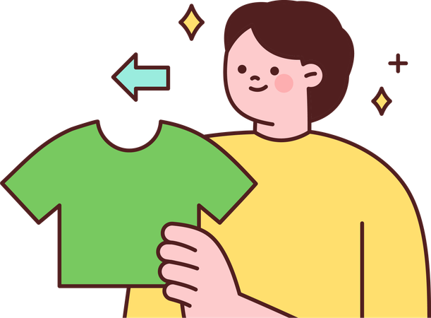 Man buys recyclable clothes  Illustration