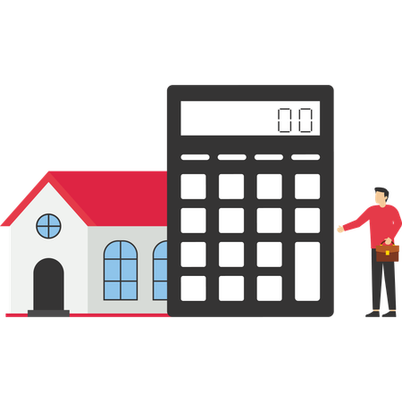 Man Calculate Bank Loan for Purchasing Real Estate  Illustration
