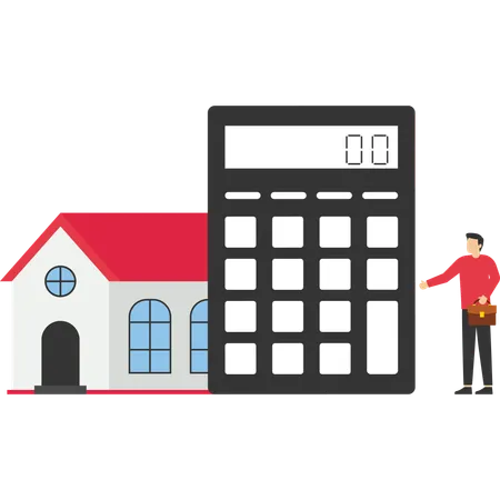 Man Calculate Bank Loan for Purchasing Real Estate  Illustration