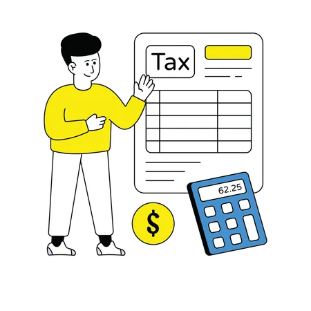 Man Calculate Business Tax  Illustration