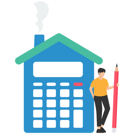Man calculate property cost  Illustration