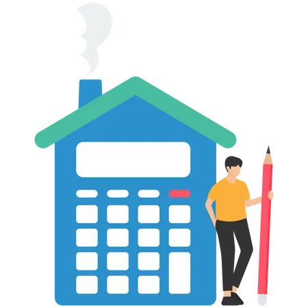 Man calculate property cost  Illustration