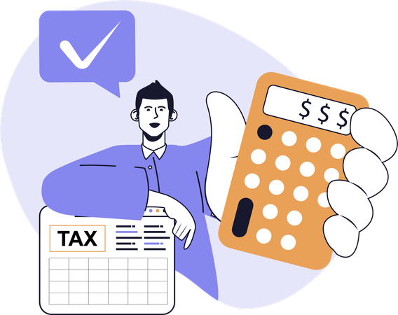 Man calculates tax amount to be paid  Illustration