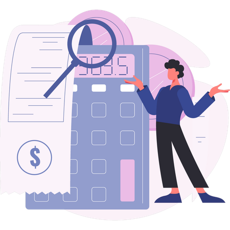 Man calculating bill payment  Illustration