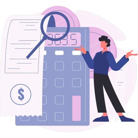 Man calculating bill payment  Illustration