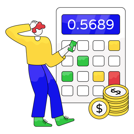 Man Calculating Budget  Illustration