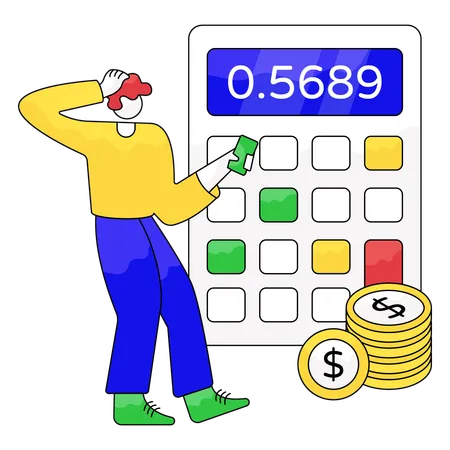 Man Calculating Budget  Illustration