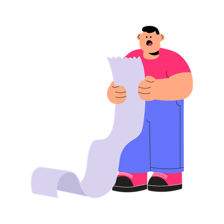 Man calculating cryptocurrency transactions on paper  Illustration