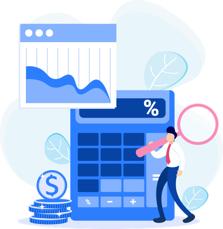 Man calculating his expenses  Illustration