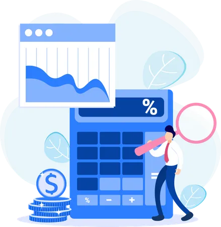 Man calculating his expenses  Illustration