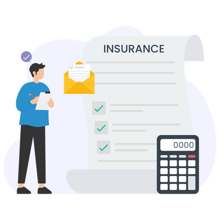 Man calculating insurance amount  Illustration