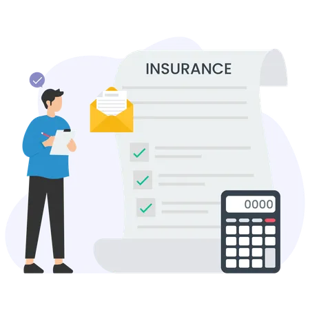 Man calculating insurance amount  Illustration