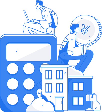 Man calculating rent transactions  Illustration