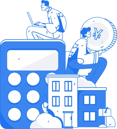 Man calculating rent transactions  Illustration