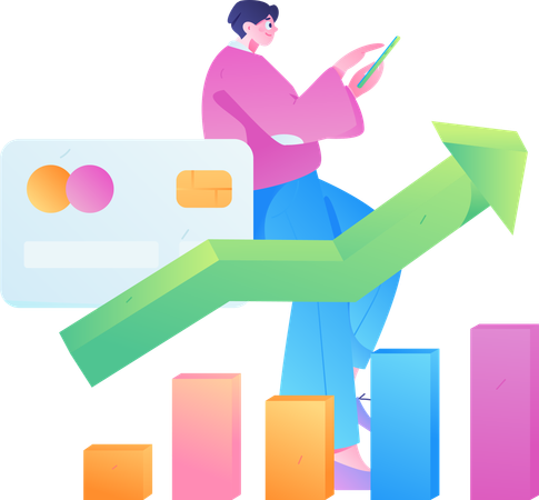 Man calculating spend analysis  Illustration