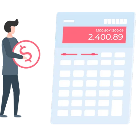 Man calculating taxes  Illustration