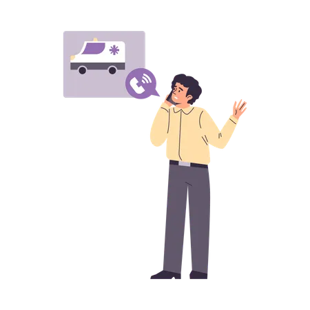 Man calling 911 for medical help  Illustration