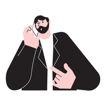 Man calling by smartphone Illustration