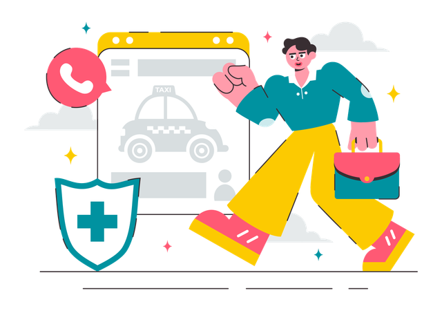 Man calling emergency taxi using mobile app  Illustration