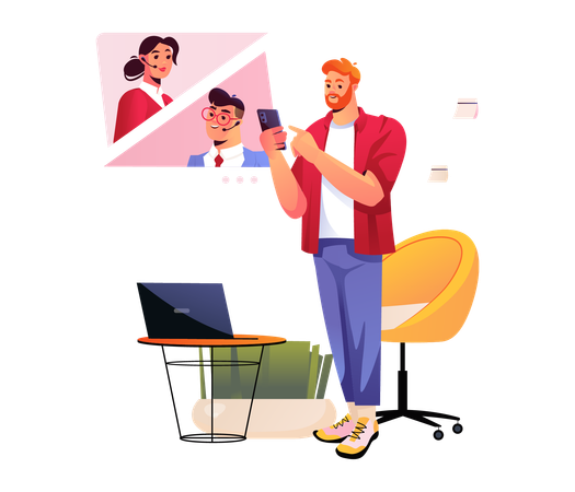 Man calling in customer care  Illustration