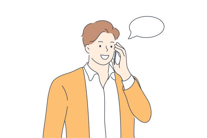 Man calling on mobile  Illustration
