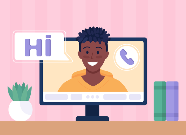 Man calling using online video call  Illustration