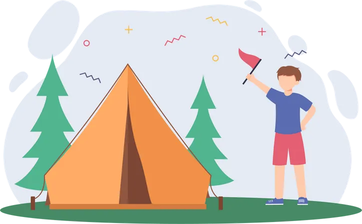 Man camping  Illustration