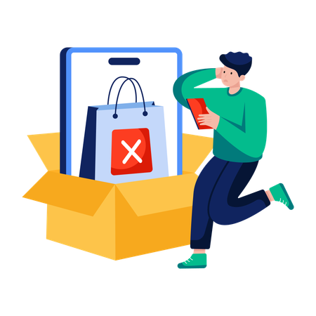 Man cancels Shopping order  Illustration