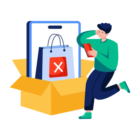 Man cancels Shopping order  Illustration