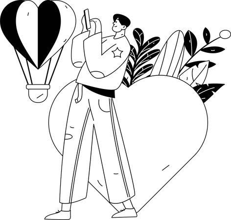 Man captures his picture sending to his wife  Illustration
