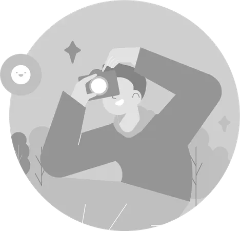 Man Capturing Photo With Camera  Illustration